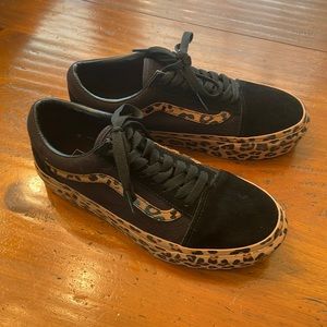 Black & Cheetah Print Vans